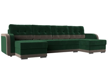 П-образный диван Марсель, Зеленый\Коричневый (велюр) в Березниках