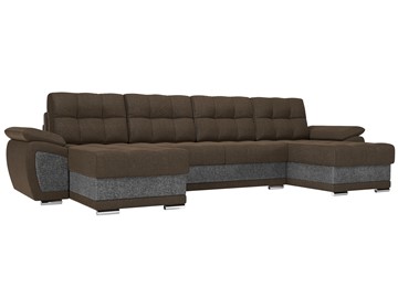 Большой П-образный диван Нэстор, Коричневый/Серый (рогожка) в Перми - предосмотр
