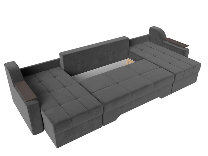 П-образный диван Сенатор, Серый (Велюр) боннель в Перми - изображение 1