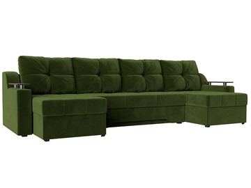 Большой П-образный диван Сенатор, Зеленый (Микровельвет) боннель в Перми - предосмотр