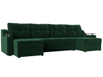 Большой П-образный диван Сенатор, Зеленый (Велюр) боннель в Перми - предосмотр