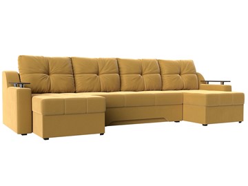 Большой П-образный диван Сенатор, Желтый (Микровельвет) боннель в Перми - предосмотр
