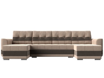 П-образный диван Честер, Бежевый/коричневый (велюр) в Перми - предосмотр 1