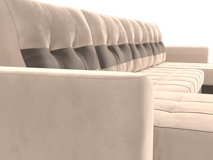 П-образный диван Честер, Бежевый/коричневый (велюр) в Перми - изображение 3