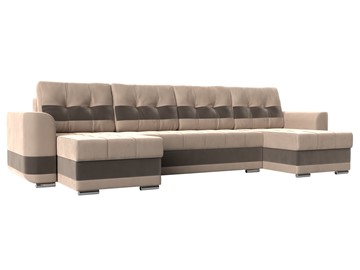 П-образный диван Честер, Бежевый/коричневый (велюр) в Перми - предосмотр