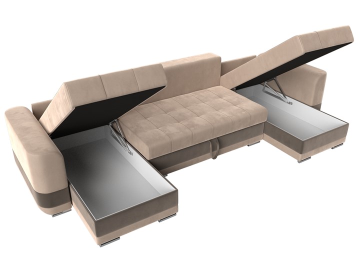 П-образный диван Честер, Бежевый/коричневый (велюр) в Перми - изображение 5