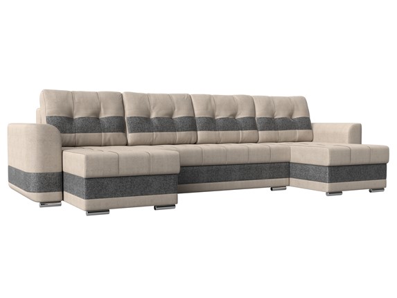 П-образный диван Честер, Бежевый/серый (рогожка) в Перми - изображение