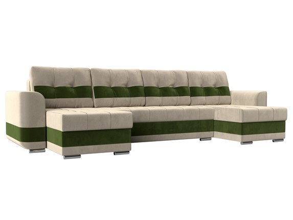 П-образный диван Честер, Бежевый/зеленый (вельвет) в Перми - изображение