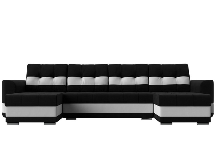 П-образный диван Честер, Черный/белый (вельвет/экокожа) в Перми - изображение 1