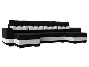 П-образный диван Честер, Черный/белый (вельвет/экокожа) в Перми