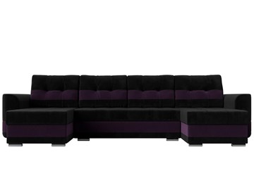 П-образный диван Честер, Черный/фиолетовый (велюр) в Перми - предосмотр 1