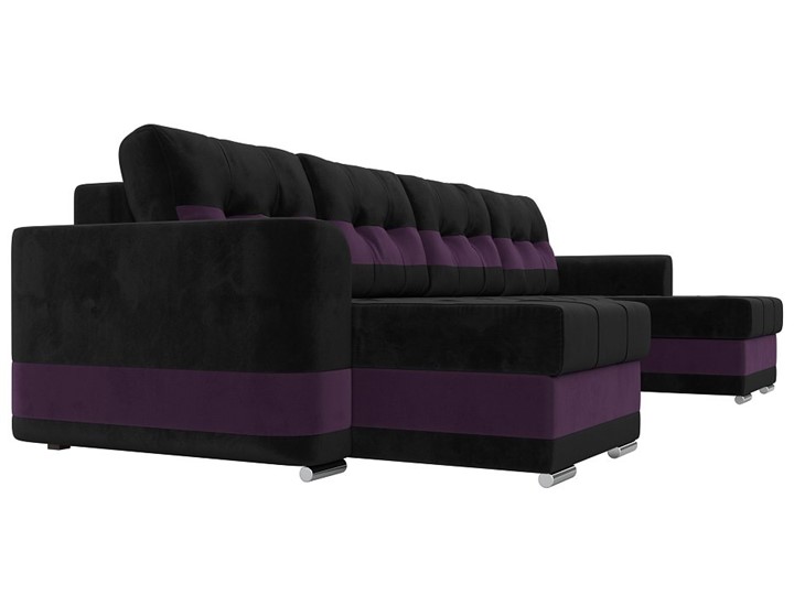 П-образный диван Честер, Черный/фиолетовый (велюр) в Перми - изображение 2