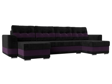 П-образный диван Честер, Черный/фиолетовый (велюр) в Перми - предосмотр