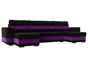П-образный диван Честер, Черный/фиолетовый (вельвет) в Соликамске