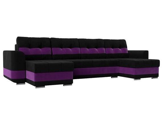 П-образный диван Честер, Черный/фиолетовый (вельвет) в Перми - изображение