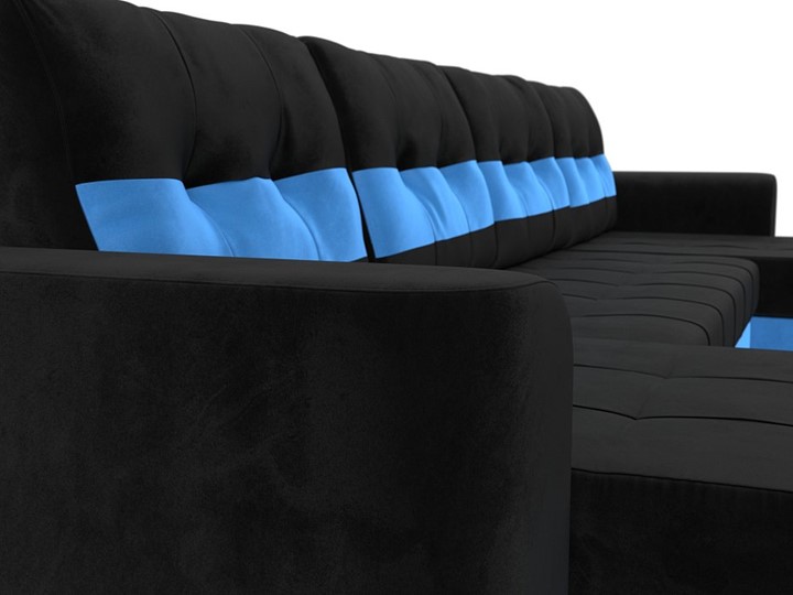 П-образный диван Честер, Черный/голубой (велюр) в Перми - изображение 3