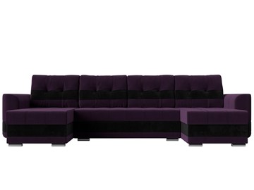 П-образный диван Честер, Фиолетовый/черный (велюр) в Перми - предосмотр 1