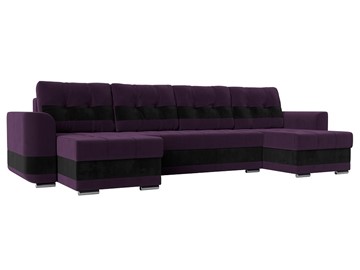 П-образный диван Честер, Фиолетовый/черный (велюр) в Перми - предосмотр