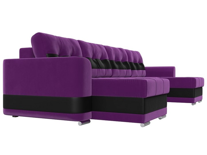 П-образный диван Честер, Фиолетовый/черный (вельвет/экокожа) в Перми - изображение 2