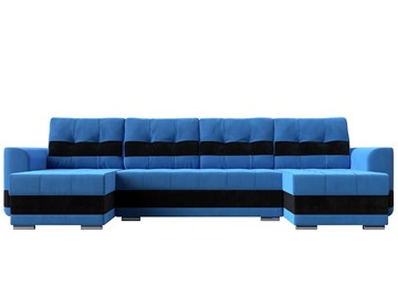 П-образный диван Честер, Голубой/черный (велюр) в Перми - предосмотр 1