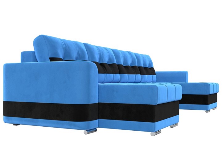 П-образный диван Честер, Голубой/черный (велюр) в Перми - изображение 2