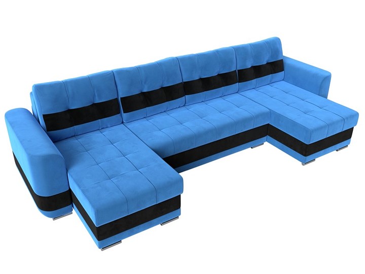 П-образный диван Честер, Голубой/черный (велюр) в Перми - изображение 4