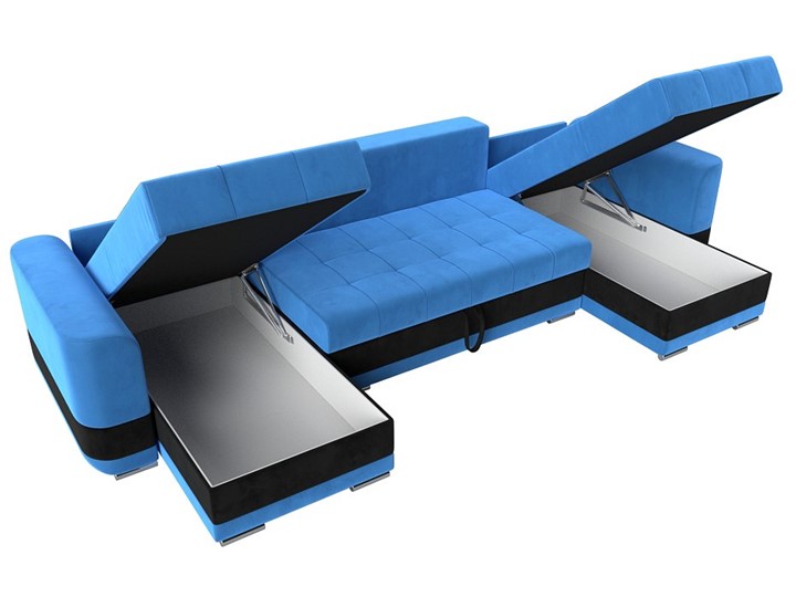 П-образный диван Честер, Голубой/черный (велюр) в Перми - изображение 5