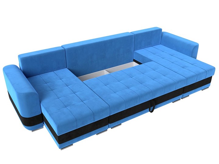 П-образный диван Честер, Голубой/черный (велюр) в Перми - изображение 6