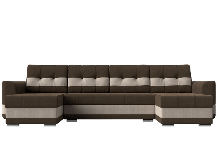 П-образный диван Честер, коричневый/бежевый (рогожка) в Перми - изображение 1