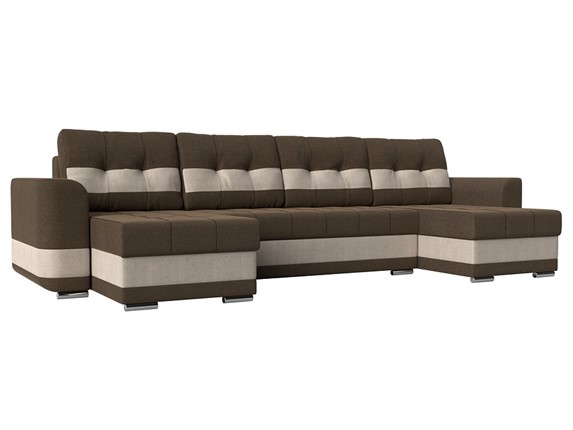 П-образный диван Честер, коричневый/бежевый (рогожка) в Перми - изображение
