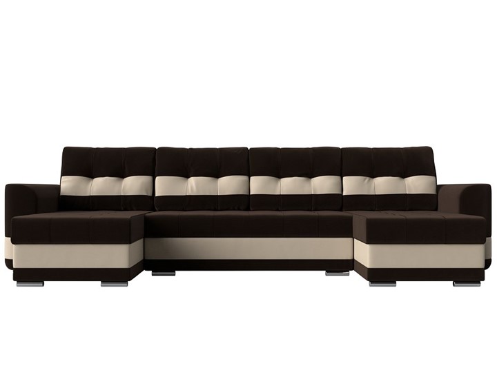 П-образный диван Честер, Коричневый/бежевый (вельвет/экокожа) в Перми - изображение 1