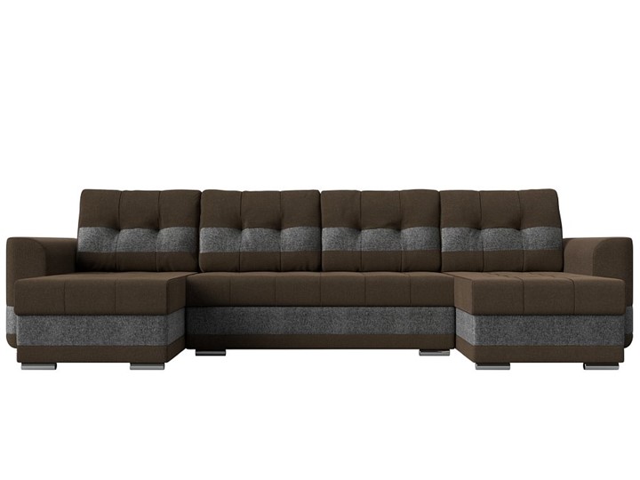 П-образный диван Честер, Коричневый/серый (рогожка) в Перми - изображение 1