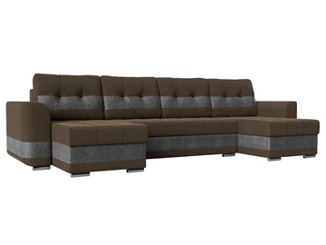 П-образный диван Честер, Коричневый/серый (рогожка) в Соликамске