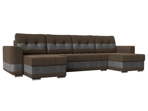 П-образный диван Честер, Коричневый/серый (рогожка) в Перми - изображение