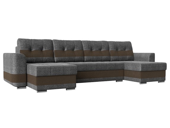 П-образный диван Честер, Серый/коричневый (рогожка) в Перми - изображение