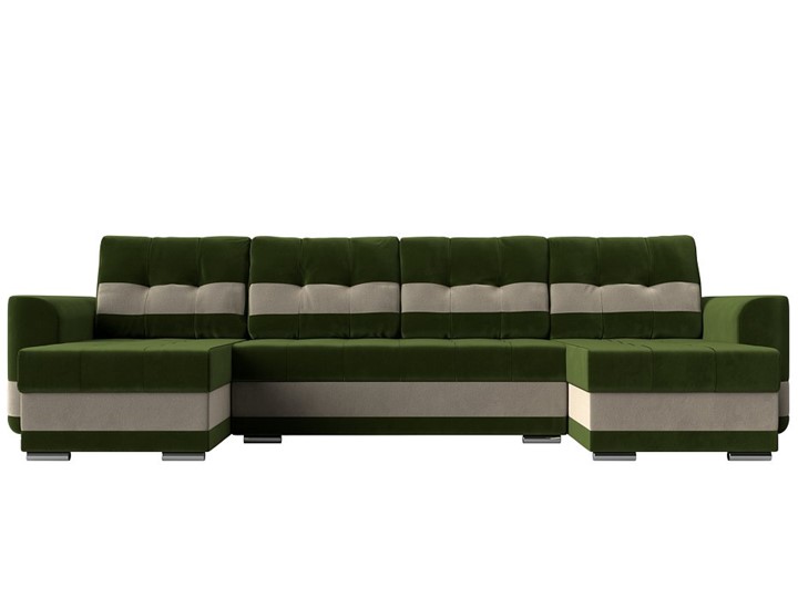 П-образный диван Честер, Зеленый/бежевый (вельвет) в Перми - изображение 1