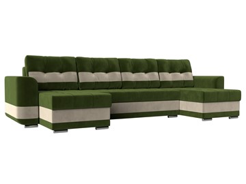 П-образный диван Честер, Зеленый/бежевый (вельвет) в Перми - предосмотр