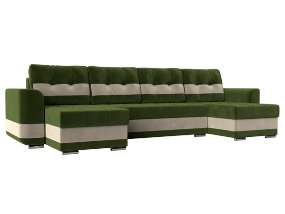 П-образный диван Честер, Зеленый/бежевый (вельвет) в Перми - изображение