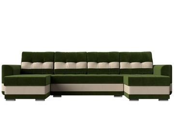 П-образный диван Честер, Зеленый/бежевый (вельвет/экокожа) в Перми - предосмотр 1
