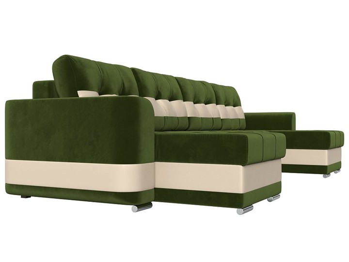 П-образный диван Честер, Зеленый/бежевый (вельвет/экокожа) в Перми - изображение 2