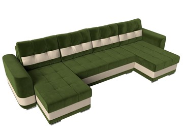 П-образный диван Честер, Зеленый/бежевый (вельвет/экокожа) в Перми - предосмотр 4