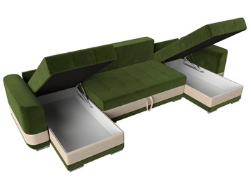 П-образный диван Честер, Зеленый/бежевый (вельвет/экокожа) в Перми - предосмотр 5