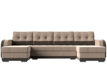 П-образный диван Марсель, Бежевый/коричневый (велюр) в Перми - предосмотр 1