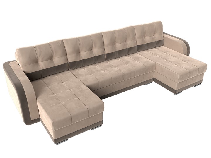 П-образный диван Марсель, Бежевый/коричневый (велюр) в Перми - изображение 4