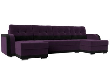 П-образный диван Марсель, Фиолетовый/черный (велюр) в Перми - предосмотр