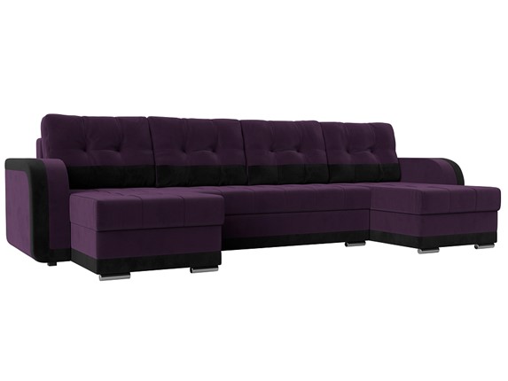 П-образный диван Марсель, Фиолетовый/черный (велюр) в Перми - изображение