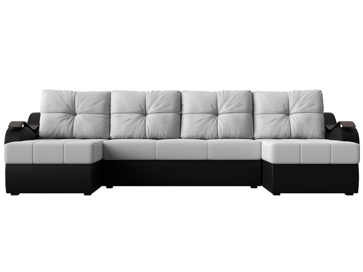 П-образный диван Меркурий П, Белый/черный (экокожа) в Перми - изображение 1