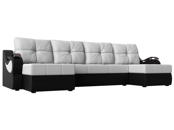 П-образный диван Меркурий П, Белый/черный (экокожа) в Перми - изображение