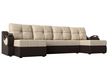 П-образный диван Меркурий П, Бежевый/коричневый (экокожа) в Перми