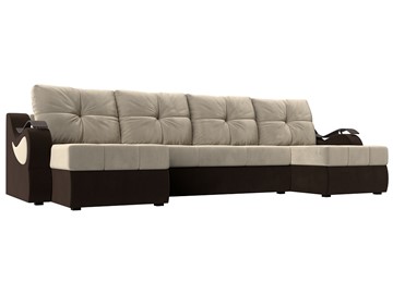 П-образный диван Меркурий П, Бежевый/коричневый (вельвет) в Перми